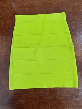 BCBGMaxAzria Neon Yellow Banded Pencil Skirt